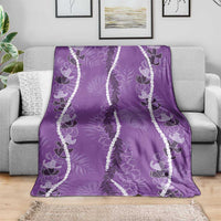 Hawaii Maile Lei Blanket With Violet Monstera Pattern
