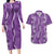 Hawaii Maile Lei Couples Matching Long Sleeve Bodycon Dress and Hawaiian Shirt With Violet Monstera Pattern