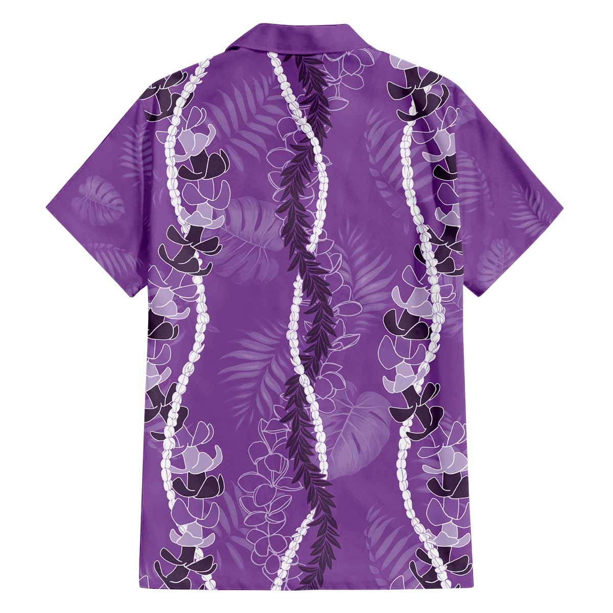 Hawaii Maile Lei Family Matching Off The Shoulder Long Sleeve Dress and Hawaiian Shirt With Violet Monstera Pattern