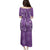 Hawaii Maile Lei Family Matching Puletasi and Hawaiian Shirt With Violet Monstera Pattern