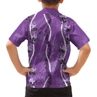 Hawaii Maile Lei Family Matching Short Sleeve Bodycon Dress and Hawaiian Shirt With Violet Monstera Pattern