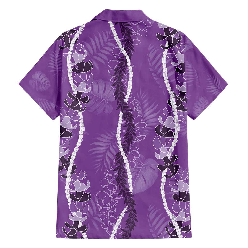Hawaii Maile Lei Family Matching Tank Maxi Dress and Hawaiian Shirt With Violet Monstera Pattern LT05 - Polynesian Pride