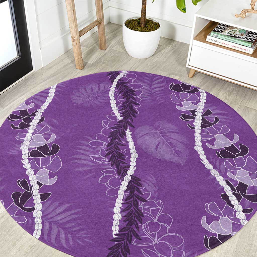 Hawaii Maile Lei Round Carpet With Violet Monstera Pattern LT05 Violet - Polynesian Pride