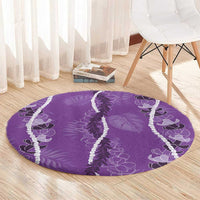 Hawaii Maile Lei Round Carpet With Violet Monstera Pattern LT05 - Polynesian Pride