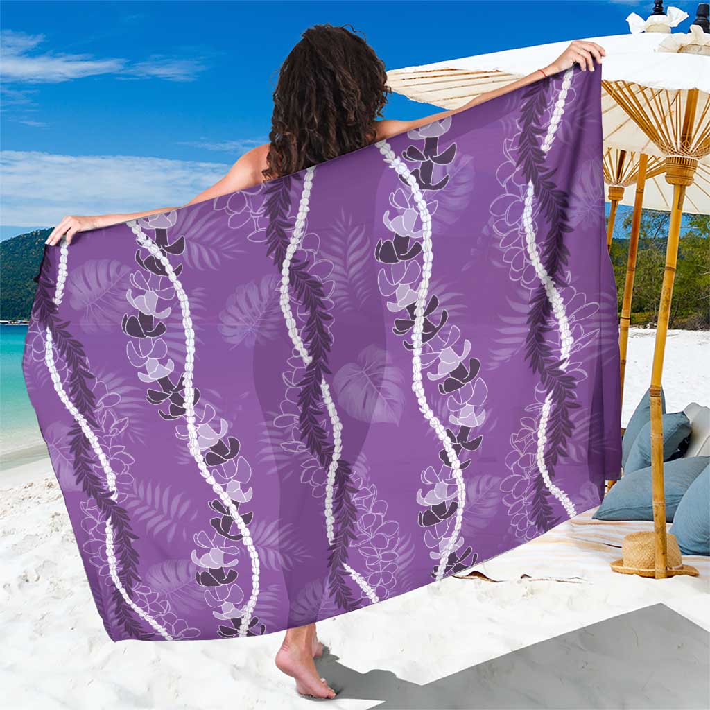Hawaii Maile Lei Sarong With Violet Monstera Pattern LT05 One Size 44 x 66 inches Violet - Polynesian Pride