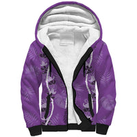 Hawaii Maile Lei Sherpa Hoodie With Violet Monstera Pattern