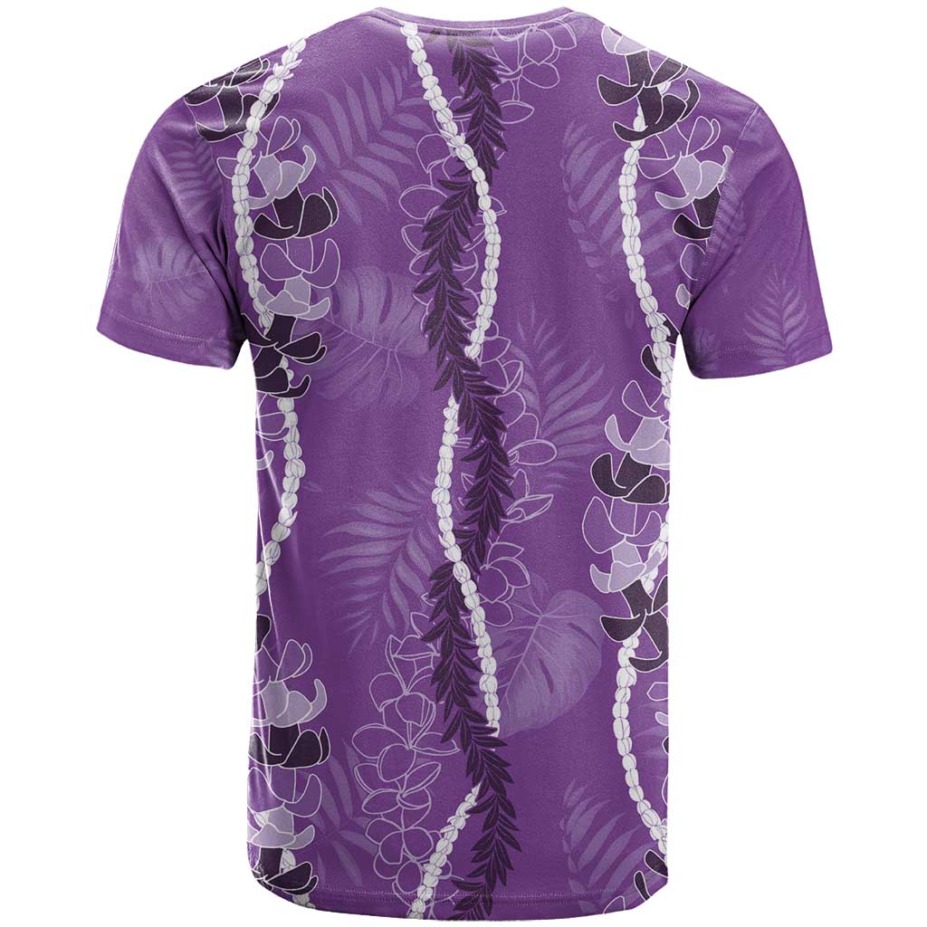 Hawaii Maile Lei T Shirt With Violet Monstera Pattern LT05 - Polynesian Pride