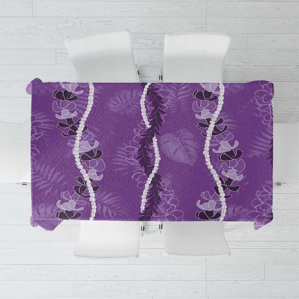 Hawaii Maile Lei Tablecloth With Violet Monstera Pattern LT05 Violet - Polynesian Pride
