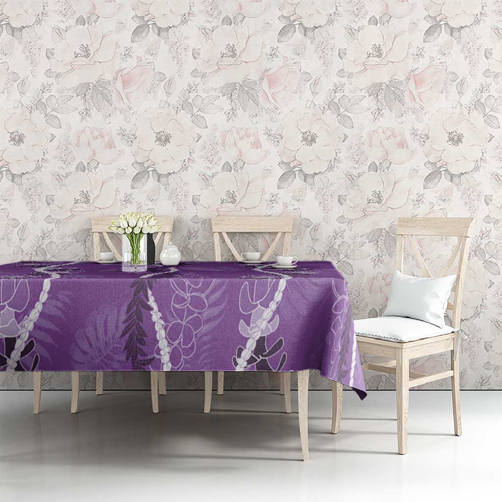 Hawaii Maile Lei Tablecloth With Violet Monstera Pattern