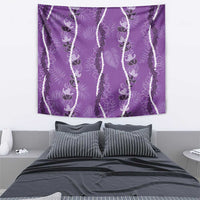 Hawaii Maile Lei Tapestry With Violet Monstera Pattern