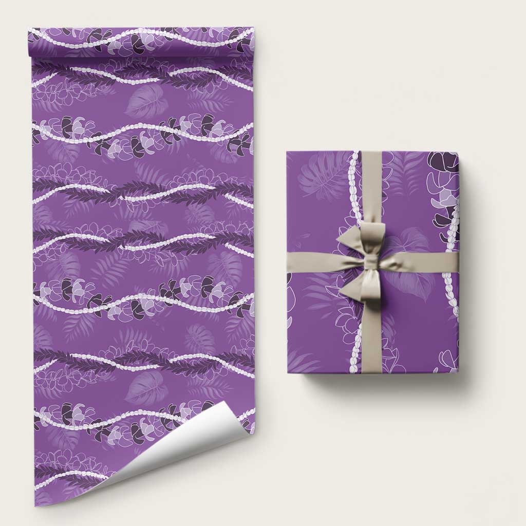Hawaii Maile Lei Wrapping Paper With Violet Monstera Pattern LT05 58" × 23" Violet - Polynesian Pride