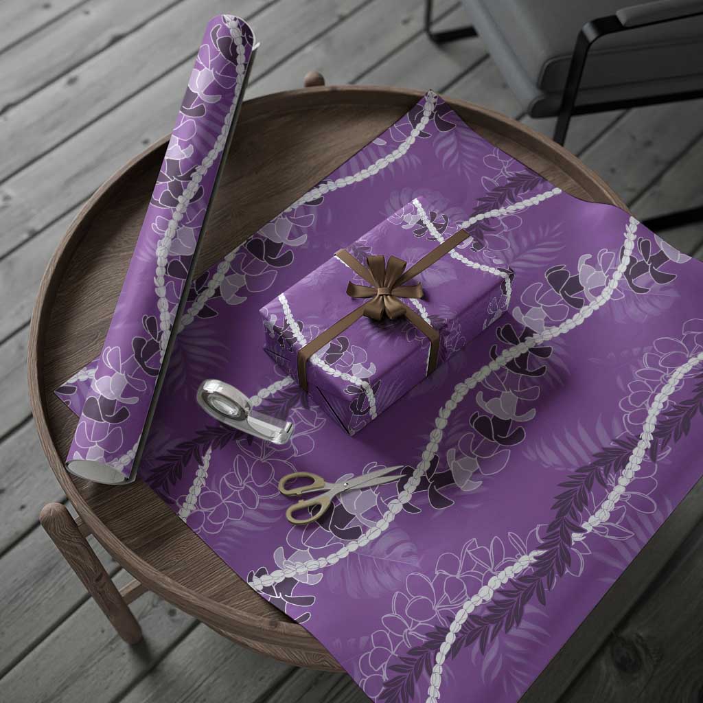 Hawaii Maile Lei Wrapping Paper With Violet Monstera Pattern - Polynesian Pride