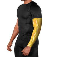 Hawaii Maile Lei Arm Sleeves With Yellow Monstera Pattern LT05 - Polynesian Pride