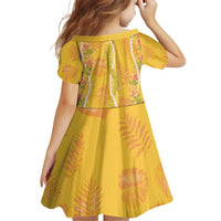 Hawaii Maile Lei Family Matching Off Shoulder Short Dress and Hawaiian Shirt With Yellow Monstera Pattern LT05 - Polynesian Pride