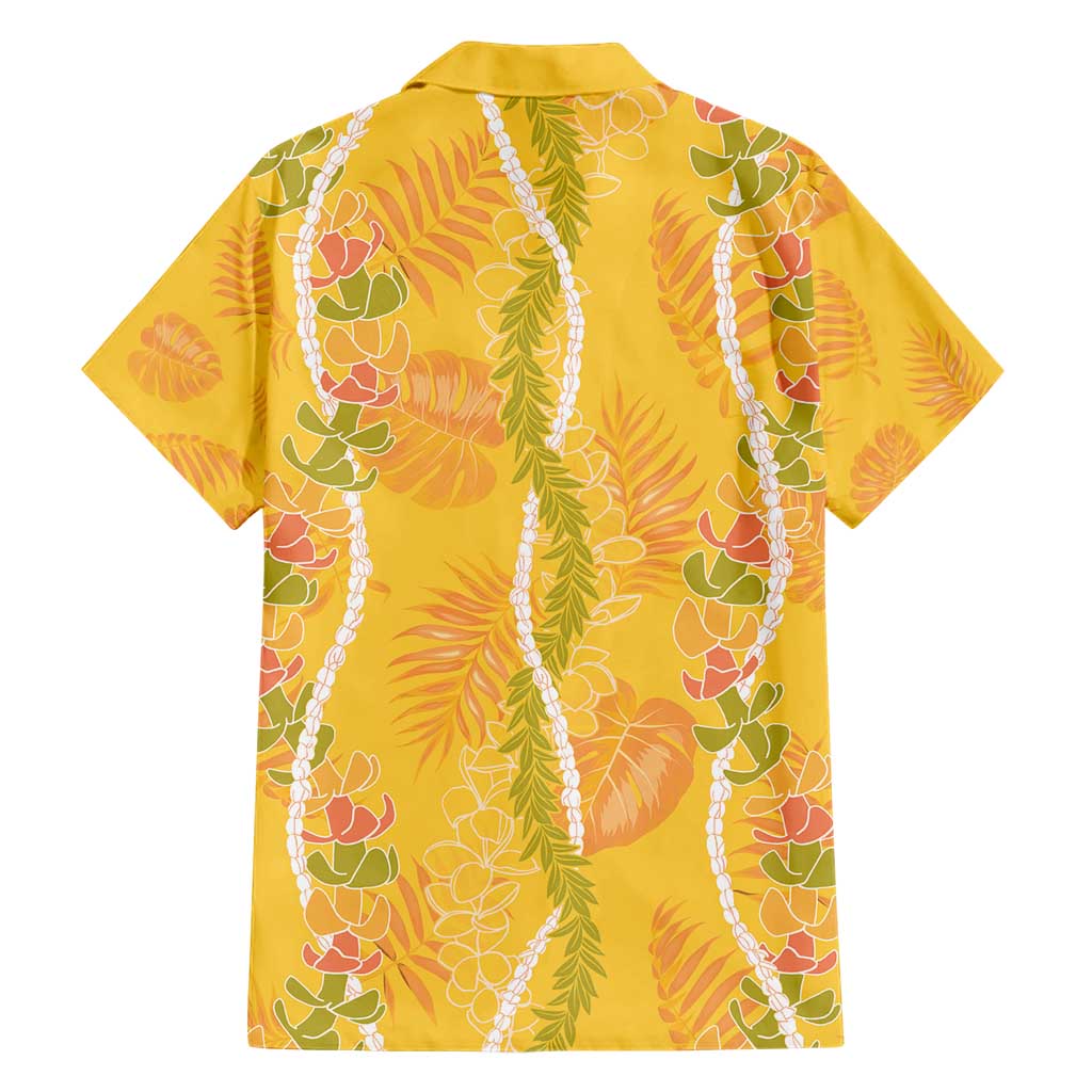 Hawaii Maile Lei Family Matching Short Sleeve Bodycon Dress and Hawaiian Shirt With Yellow Monstera Pattern LT05 - Polynesian Pride
