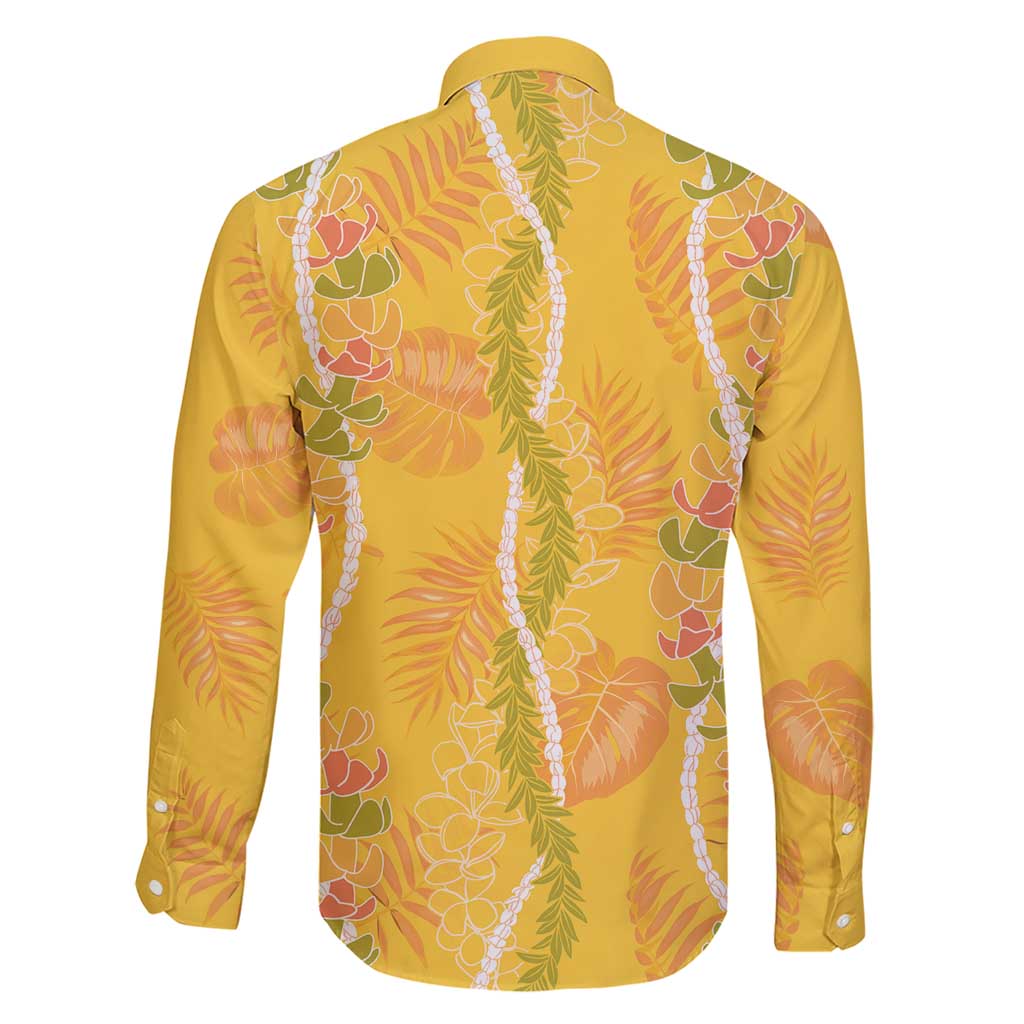 Hawaii Maile Lei Family Matching Short Sleeve Bodycon Dress and Hawaiian Shirt With Yellow Monstera Pattern LT05 - Polynesian Pride