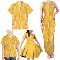 Hawaii Maile Lei Family Matching Tank Maxi Dress and Hawaiian Shirt With Yellow Monstera Pattern LT05 - Polynesian Pride