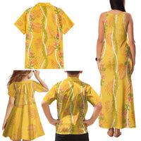 Hawaii Maile Lei Family Matching Tank Maxi Dress and Hawaiian Shirt With Yellow Monstera Pattern LT05 - Polynesian Pride
