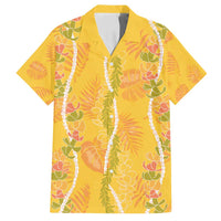 Hawaii Maile Lei Family Matching Tank Maxi Dress and Hawaiian Shirt With Yellow Monstera Pattern LT05 Dad's Shirt - Short Sleeve Yellow - Polynesian Pride