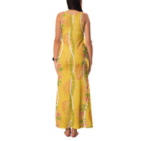 Hawaii Maile Lei Family Matching Tank Maxi Dress and Hawaiian Shirt With Yellow Monstera Pattern LT05 - Polynesian Pride