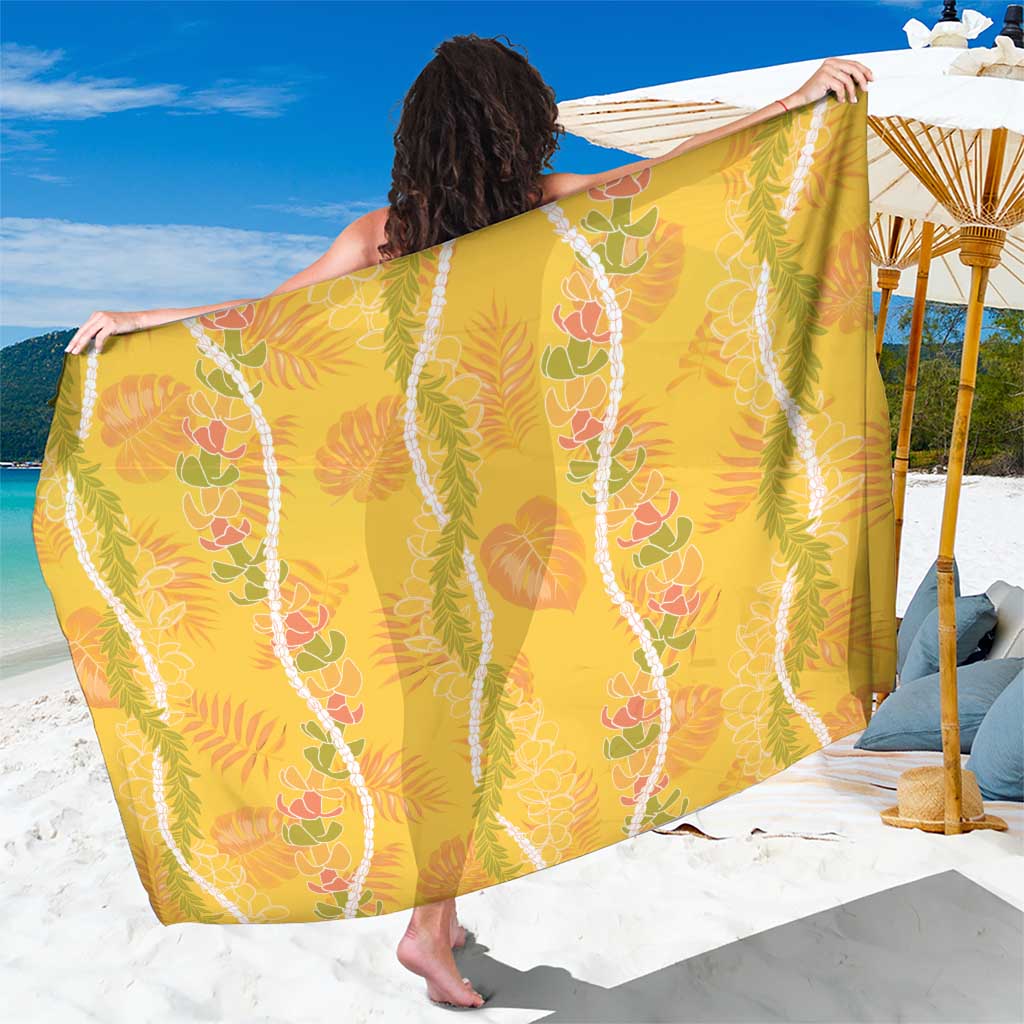 Hawaii Maile Lei Sarong With Yellow Monstera Pattern LT05 One Size 44 x 66 inches Yellow - Polynesian Pride