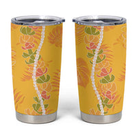 Hawaii Maile Lei Tumbler Cup With Yellow Monstera Pattern