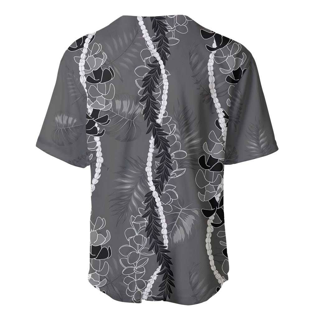 Hawaii Maile Lei Baseball Jersey With Gray Monstera Pattern