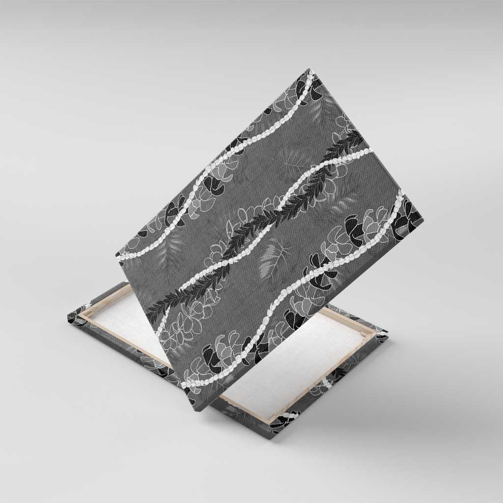 Hawaii Maile Lei Canvas Wall Art With Gray Monstera Pattern
