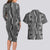 Hawaii Maile Lei Couples Matching Long Sleeve Bodycon Dress and Hawaiian Shirt With Gray Monstera Pattern