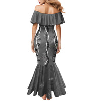 Hawaii Maile Lei Family Matching Mermaid Dress and Hawaiian Shirt With Gray Monstera Pattern LT05 - Polynesian Pride