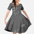 Hawaii Maile Lei Family Matching Off The Shoulder Long Sleeve Dress and Hawaiian Shirt With Gray Monstera Pattern