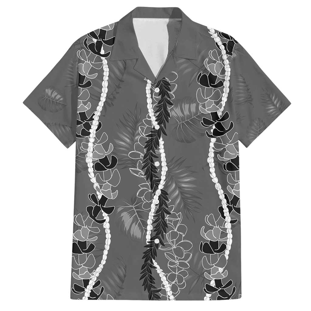 Hawaii Maile Lei Family Matching Summer Maxi Dress and Hawaiian Shirt With Gray Monstera Pattern LT05 Dad's Shirt - Short Sleeve Gray - Polynesian Pride