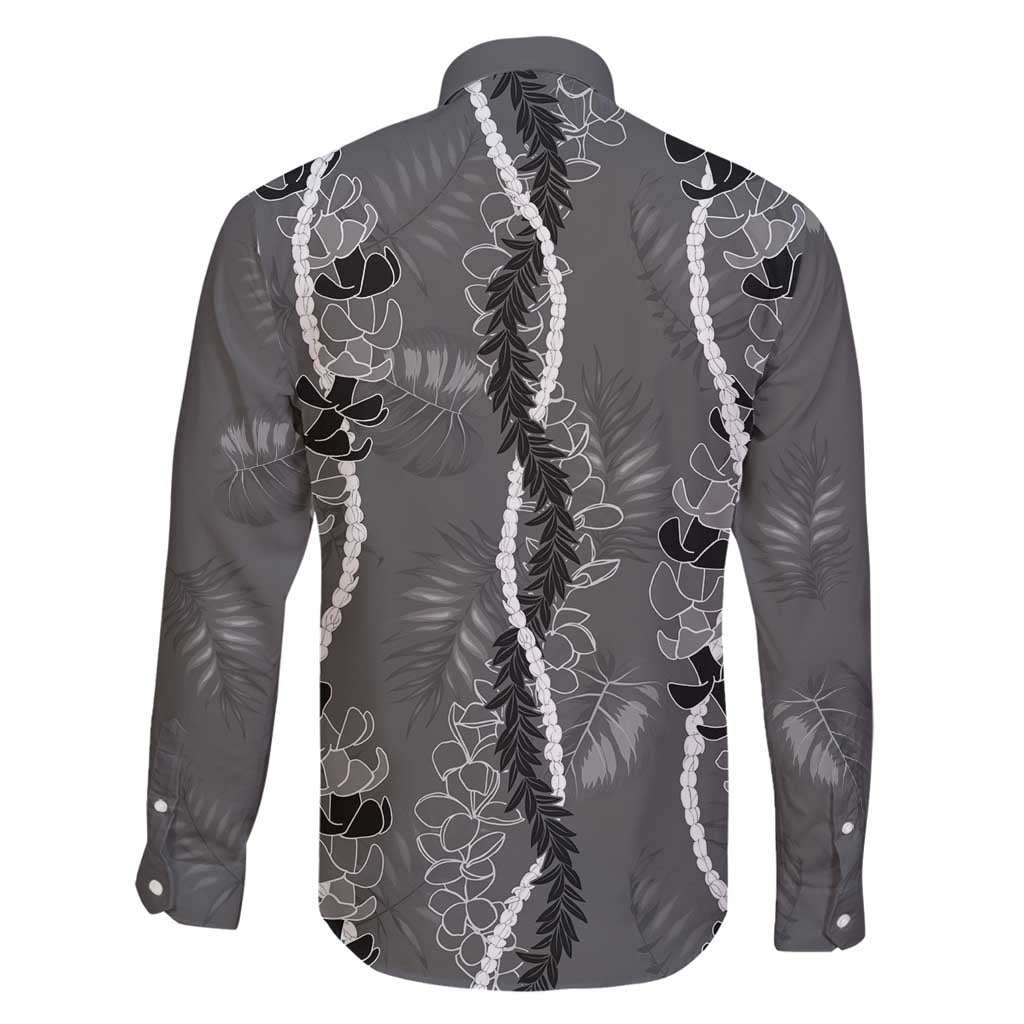 Hawaii Maile Lei Family Matching Summer Maxi Dress and Hawaiian Shirt With Gray Monstera Pattern LT05 - Polynesian Pride