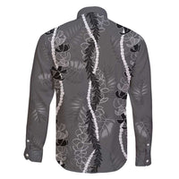 Hawaii Maile Lei Family Matching Summer Maxi Dress and Hawaiian Shirt With Gray Monstera Pattern LT05 - Polynesian Pride