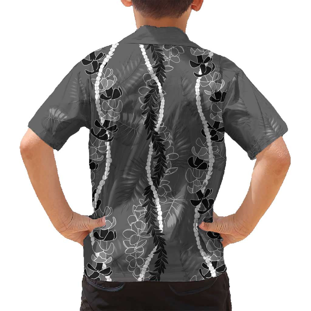 Hawaii Maile Lei Family Matching Tank Maxi Dress and Hawaiian Shirt With Gray Monstera Pattern LT05 - Polynesian Pride
