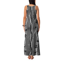 Hawaii Maile Lei Family Matching Tank Maxi Dress and Hawaiian Shirt With Gray Monstera Pattern LT05 - Polynesian Pride
