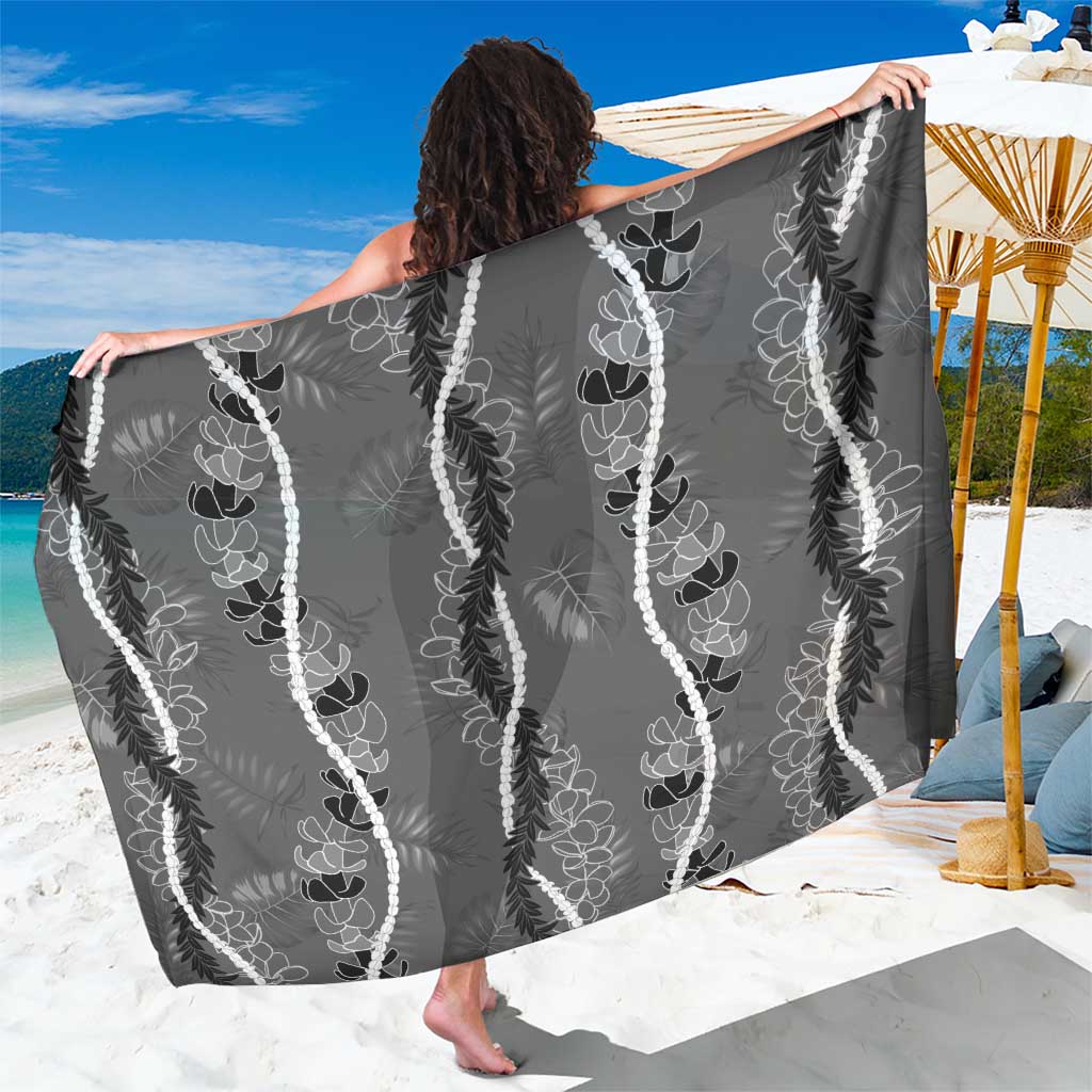 Hawaii Maile Lei Sarong With Gray Monstera Pattern LT05 One Size 44 x 66 inches Gray - Polynesian Pride