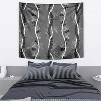 Hawaii Maile Lei Tapestry With Gray Monstera Pattern