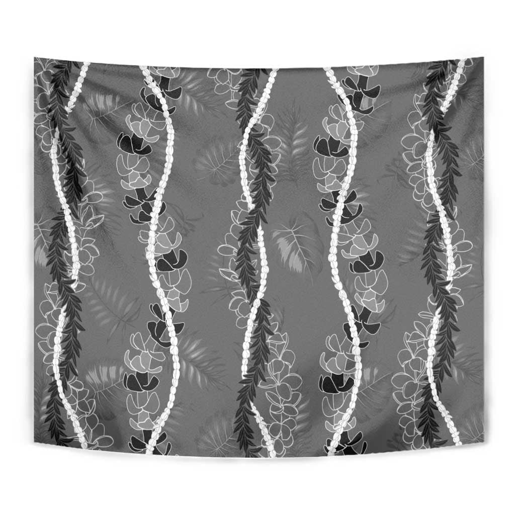 Hawaii Maile Lei Tapestry With Gray Monstera Pattern