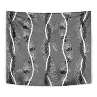 Hawaii Maile Lei Tapestry With Gray Monstera Pattern
