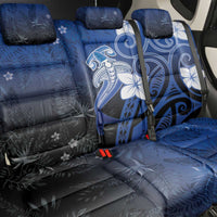 Polynesia Hammerhead Shark Back Car Seat Cover Blue Tribal Pattern With Plumeria - Polynesian Pride