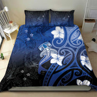 Polynesia Hammerhead Shark Bedding Set Blue Tribal Pattern With Plumeria - Polynesian Pride