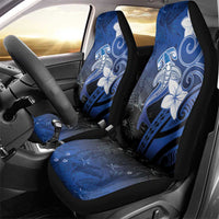 Polynesia Hammerhead Shark Car Seat Cover Blue Tribal Pattern With Plumeria - Polynesian Pride