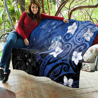 Polynesia Hammerhead Shark Quilt Blue Tribal Pattern With Plumeria - Polynesian Pride