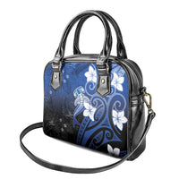 Polynesia Hammerhead Shark Shoulder Handbag Blue Tribal Pattern With Plumeria - Polynesian Pride