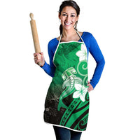 Polynesia Hammerhead Shark Apron Green Tribal Pattern With Plumeria - Polynesian Pride