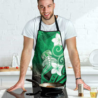 Polynesia Hammerhead Shark Apron Green Tribal Pattern With Plumeria - Polynesian Pride
