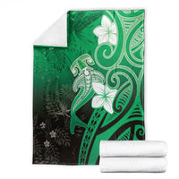 Polynesia Hammerhead Shark Blanket Green Tribal Pattern With Plumeria - Polynesian Pride