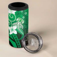 Polynesia Hammerhead Shark 4 in 1 Can Cooler Tumbler Green Tribal Pattern With Plumeria - Polynesian Pride