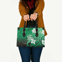 Polynesia Hammerhead Shark Leather Bag Green Tribal Pattern With Plumeria - Polynesian Pride